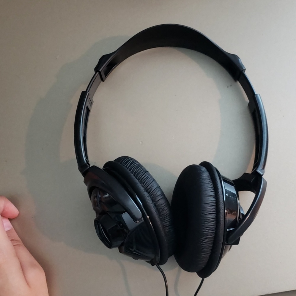 black headphones